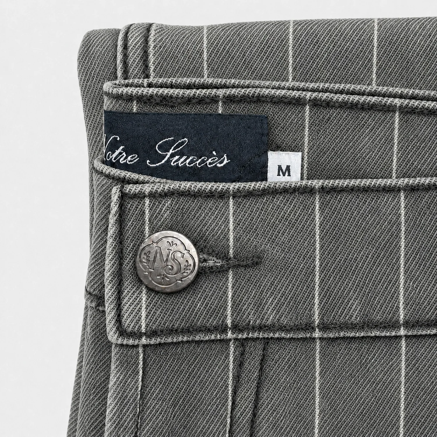 Relaxed Pin Striped Grey Jeans - Image 4